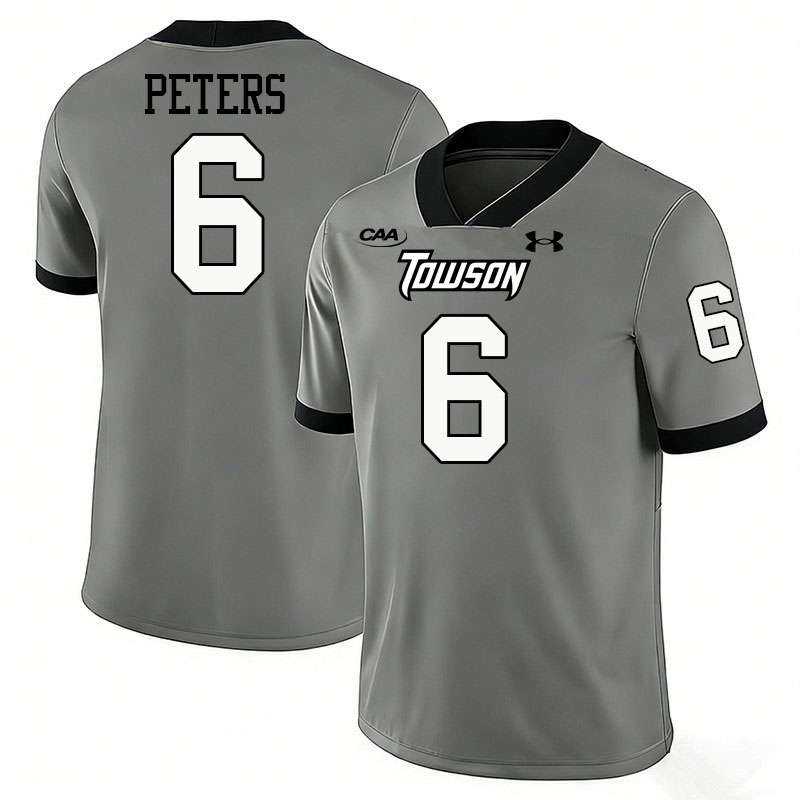 Towson Tigers #6 Branson Peters College Football Jerseys,Uniforms-Grey